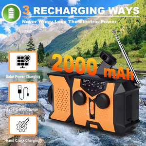 <span class=keywords><strong>Radio</strong></span> d'urgence à énergie solaire portable avec lampe de poche à manivelle et batterie externe 2000mAh pour cadeau de survie en camping - Product Image 5