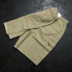 Men's Cargo Shorts Solid Color Drawstring Waist Ripped Hem Breathable Cotton Canvas Shorts - Product Image 4