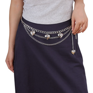 Chaîne de taille multicouche en forme de cœur Yueli, en alliage de zinc, style hip-hop, pour un usage quotidien. - Product Image 1