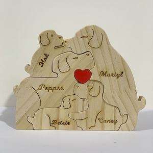 Les nouveaux membres de la famille de chiots transfrontaliers peuvent personnaliser les noms, le bricolage en bois peut personnaliser les ornements de puzzle de dessin animé - Product Image 2