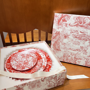 Service de table de luxe en porcelaine fine, motif jungle rouge européen, best-seller, assiettes exquises - Product Image 6