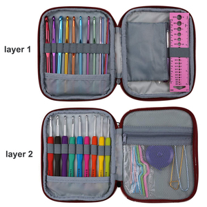 Sac de rangement portable pour crochet de voyage avec fermeture à glissière vide crochet crochet étui <span class=keywords><strong>Web</strong></span> poche crochets pour l'organisation du salon - Product Image 5