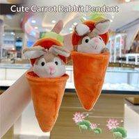 En gros, Porte-clés pendentif en peluche lapin mignon en forme de carotte, jouet animal en peluche transformable