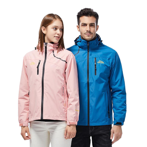 Unisex Windproof Hooded Varsity <b>Jacket</b> with <b>Mandarin</b> <b>Collar</b> Zipper Casual Winter Sporty Outdoor Wear Pink Blue Regular Fit - Product Image 1