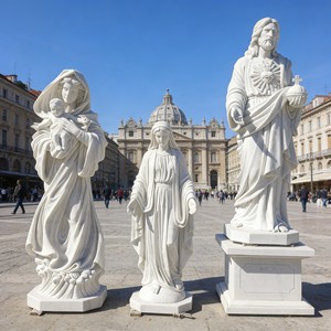 Estatua de la Sagrada Familia de Mármol Hecha a Mano, Diseño Europeo Religioso, Tamaño Real para Exteriores, para Iglesia y Jardín - Product Image 2