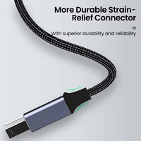 Cable de impresora USB 2,0, Cable de datos trenzado de nailon tipo B para HP Canon Epson Brother Dell LaserJet DeskJet 1,5 M 3M 5M