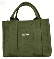 Sacs fourre-tout de luxe pour femmes, personnalisés, couleur verte unie, tissu en coton, fermeture à glissière