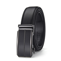 Sabuk Kulit Asli Pria Motif Cross Grain dengan Gesper Otomatis dari Paduan Seng untuk Bisnis Kasual