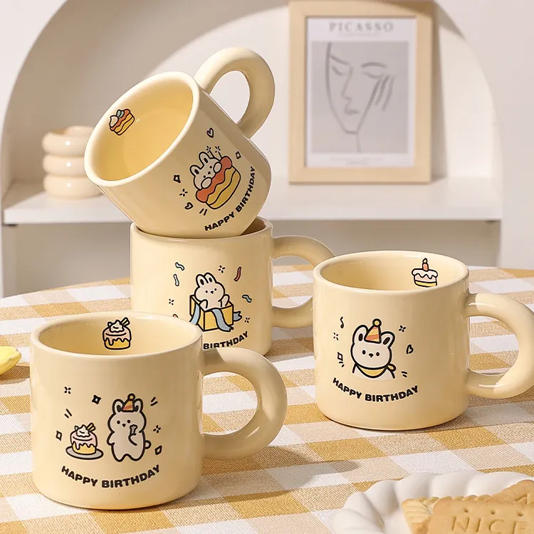 Seramik bardak imalat sevimli seramik çocuklar için süt kupa karikatür porselen kahve kupalar hediye