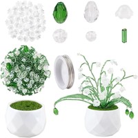 Kit de fabrication de plantes en perles pour créer des plantes éternelles, avec perles de verre rondes en cristal et motifs feuille d'érable, fleur et feuilles, pour artisanat DIY manuel