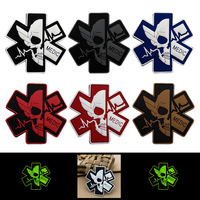 Parche de PVC 3D personalizado que brilla en la oscuridad, con diseño de estrella, para uso médico y táctico en paramédicos, con cierre de velcro fácil de usar para bolsas y gorras médicas, hecho de caucho y lona.