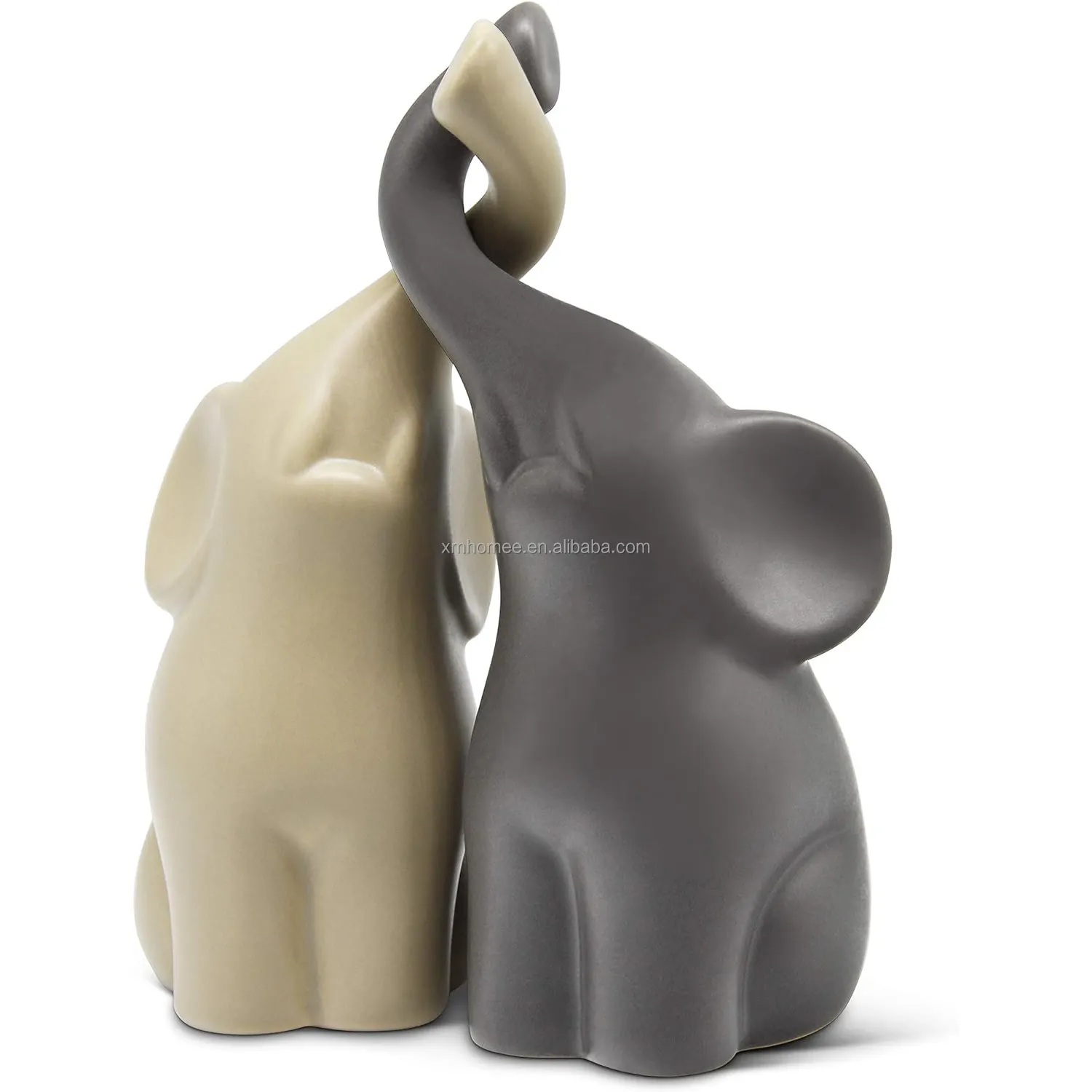 Керамический орнамент Слон в любви любящая пара слонов Современная керамическая скульптура набор статуэтки Украшение Фигурка 6,3 "высокий