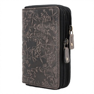 Unisex Genuine Leather Slim Long Zipper Clutch <b>Wallet</b> Vintage Style Daily Use Cash & <b>Card</b> Storage Customizable Size Logo - Product Image 3
