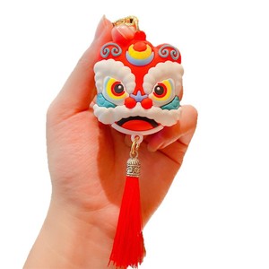 National Tide Wind Lion Dance Porte-clés Nouvelle mascotte en métal de cette année Poupées pendentif en gros Petits cadeaux pour cartables - Product Image 5