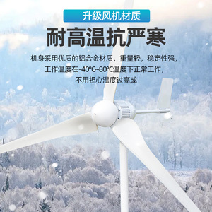 Aerogenerador de Eje Horizontal Leading Wind de 1000W, Reforzado con Fibra de Vidrio, para Uso Doméstico Pequeño - Product Image 3