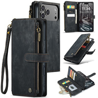 Étui de téléphone à rabat multi-cartes en cuir PU avec fermeture éclair, compatible avec la série Apple, fabrication directe OEM/ODM
