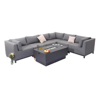 MIA Ensemble de mobilier de jardin de luxe pour l'extérieur, canapé en forme de L avec table foyer intégrée
