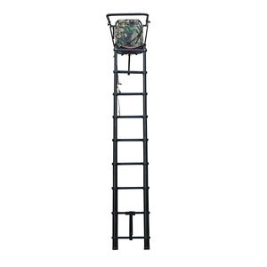 Échelle d'arbre de chasse en aluminium avec siège rembourré camouflage, barrière de sécurité, portable, pour la chasse au cerf en extérieur - Product Image 2
