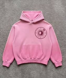 Sudadera con Capucha para Hombre, de Algodón, Tejido con Patrón de Waffle, Logotipo Bordado de Sol y Luna, Estilo Otoñal - Product Image 1