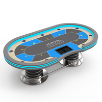 YH Qualité Professionnelle Casino 9 Joueurs LED Lumière Ovale Texas Tables Pour Le Jeu