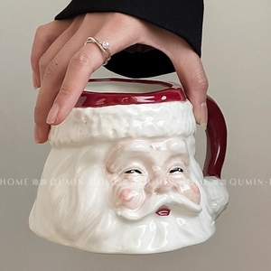 Taza <span class=keywords><strong>de</strong></span> Café/Té <span class=keywords><strong>de</strong></span> Cerámica Roja y Blanca con Relieve 3D <span class=keywords><strong>de</strong></span> Papá Noel, Estilo Festivo y Adorable - Product Image 3