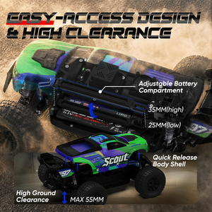 JIUSI SC10 1:10 4x4 Auto RC Todoterreno Listo para Usar, Monster Truck 4WD de Alta Velocidad, Vehículo de Control Remoto sin Escobillas para Niños - Product Image 6