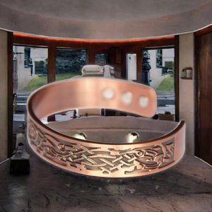 Adjustable copper cuff <b>bracelet</b> for arthritis and fashion with elegant traditional engravings and <b>healing</b> benefits - Product Image 3