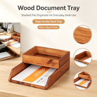 Bandeja de Papel de Escritorio de Madera Resistente, Organizador de Documentos Multifuncional para Oficina, Trabajo, Hogar, Escritorio, Encimera