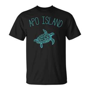 Camiseta de buceo Apo Island Turtle, color negro, para adultos, unisex, equipo de natación y buceo - Product Image 1