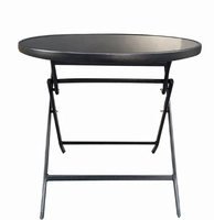 Table d'appoint en métal pour patio la moins chère avec dessus en verre trempé Table à manger Bistro pour arrière-cour extérieure, table basse noire