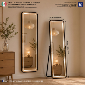 Espejo de Cuerpo Entero LED con Marco Negro, Soporte de Pie y Montaje en Pared, Regulable, para Dormitorio, Venta al por Mayor México - Product Image 1