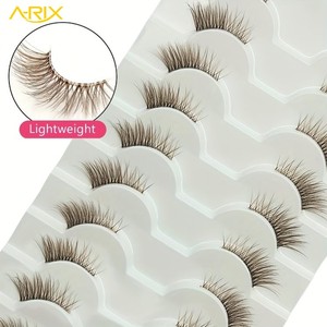 Pestañas Postizas A-RIX Marrón 3D con Volumen, de Visón Sintético, Hechas a Mano, Ligeras, Reutilizables, con Banda de Algodón Negra para Maquillaje Diario - Product Image 1