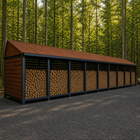 Abri de jardin métallique résistant aux intempéries pour le stockage de bois de chauffage en extérieur, structure en acier haute résistance, abri de jardin durable