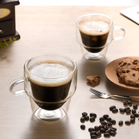 Tasses à café en verre borosilicate à double paroi empilables, résistantes à la chaleur, avec couvercles et poignées pour les fêtes