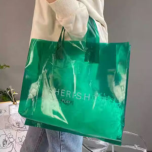 Bolsa de plástico semitransparente gruesa con logotipo personalizado, bolso de mano para ropa, regalos, compras, cumpleaños, fiesta, bolsa de embalaje - Product Image 4