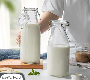 Botella de <span class=keywords><strong>Agua</strong></span> de Vidrio Transparente de Alta Calidad con Tapa de Clip, Botellas de Vidrio para Kombucha y Leche - Product Image 3