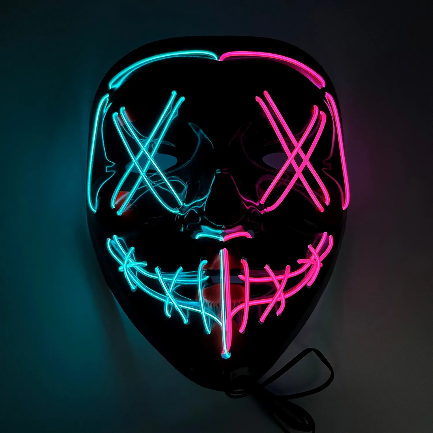 Máscara de luz LED Máscara facial Preto V Aventura de Halloween Assustador com Fantasma de Máscaras Máscaras de caveira engraçadas e personalizadas