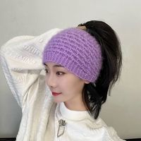 Nouveau Bandeau en Laine Automne-Hiver, Accessoire Cheveux Élégant à Bord Large, Couvre les Cheveux Blancs, Chaud, en Fourrure d'Écureuil, Style Coréen à Carreaux
