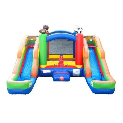 Inflatable mùa hè chéo thể thao đôi trượt nước nhà bị trả lại với Blower thương mại đôi Lane Inflatable trượt nước