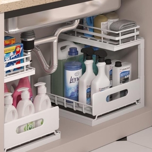 Organiseur de rangement coulissant pour armoire, 5 niveaux réglables en hauteur, étagère coulissante à 2 niveaux <span class=keywords><strong>sous</strong></span> l'évier, pour cuisine et salle de bain - Product Image 1