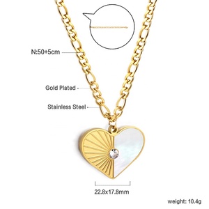 Conjunto de Collar de Moda con Colgante de Corazón de Dos Tonos en Acero Inoxidable Chapado en Oro de 18K y Cadena de Eslabones con Circonitas para Mujer - Product Image 2