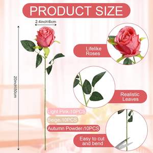 Venta al por Mayor de Fábrica, Rosa Artificial de Tacto Real con Cabeza Grande, Sensación Humectante, para Decoración de Bodas, Fiestas y Hogar - Product Image 2