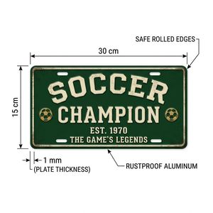 <span class=keywords><strong>Plaque</strong></span> <span class=keywords><strong>de</strong></span> voiture personnalisée style rétro Champion <span class=keywords><strong>de</strong></span> football, finition aluminium chromé, effet vieilli, en étain gaufré, décoration murale pour bar Wanfeng - Product Image 2