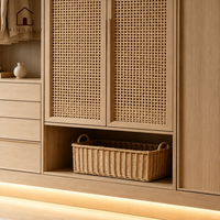 Armoire européenne XINGRUO en panneaux de particules avec portes Shaker, autoportante, à suspension ouverte, pleine hauteur, avec éclairage LED intégré pour chambre à coucher