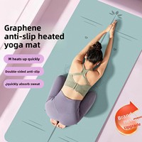 Tapis de yoga chauffant en graphène, 6 mm d'épaisseur, antidérapant, en caoutchouc naturel, coussin thermique infrarouge lointain, thérapeutique, 180 cm, chauffage rapide, pour yoga chaud