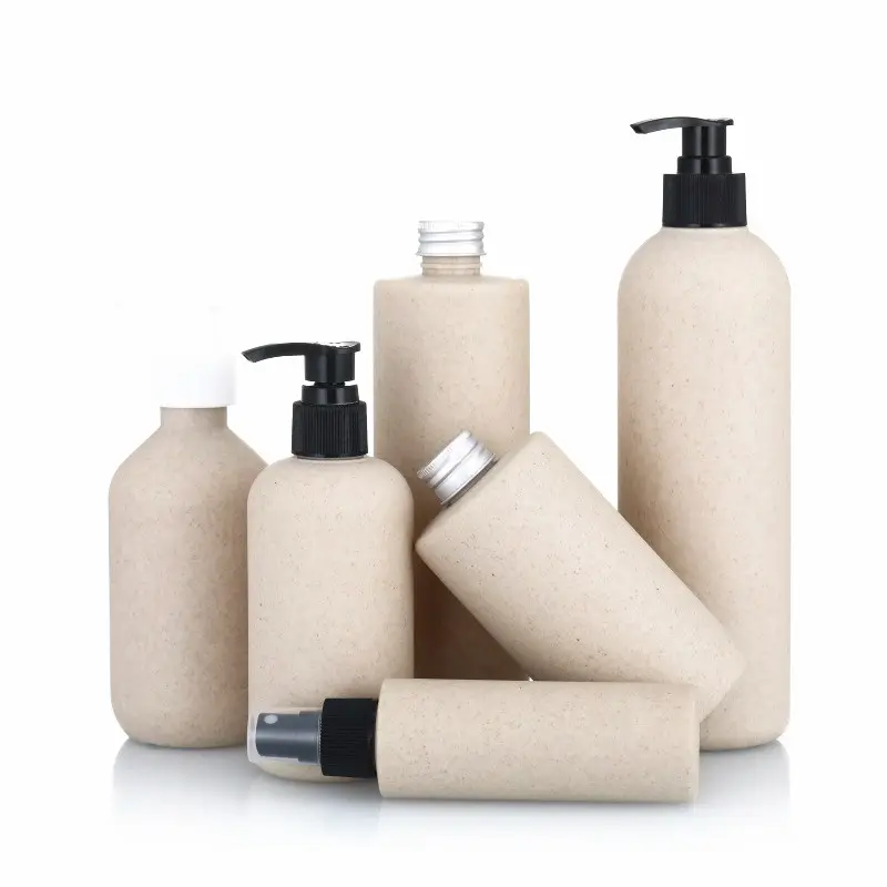 30ml 100ml 250ml 300ml 500ml bottiglia di shampoo in plastica biodegradabile ecologica con paglia di grano