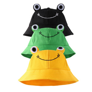 Chapeau de pêcheur respirant à large bord pour enfants, motif grenouille aux grands yeux, couleur unie, protection solaire extérieure, printemps-été, voyage - Product Image 3