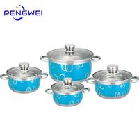 Ustensiles de cuisine en gros, Service de casseroles et poêles, marmite à soupe en acier inoxydable avec revêtement de couleur