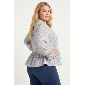 Women's Vintage Floral Print Chiffon Blouse with <b>Lace</b> Trim Balloon <b>Sleeves</b> V-Neck Loose Fit Spring/Summer Top - Product Image 5