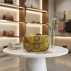 Custom Made Waterproof Metal Mosaic Bags <b>Clutches</b> Button Closure Shimmering Artful Patterns Elegant Modern Fashion Style Chic - Product Image 1